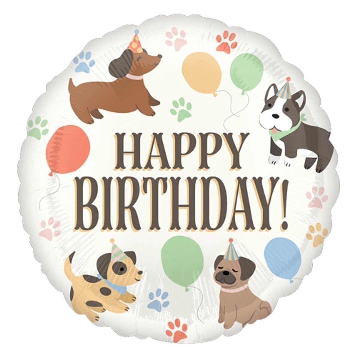 Folinis balionas didelis ''Happy Birthday, šuniukai''