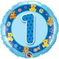 Folinis balionas su skaičiumi ''1'' mėlynas
