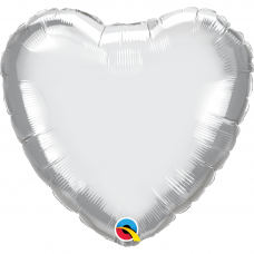 Folinis balionas chrominė širdelė, sidabrinė
