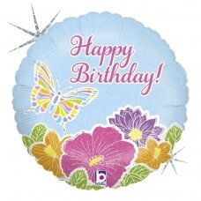 Folinis balionas ''Happy Birthday - drugeliai''