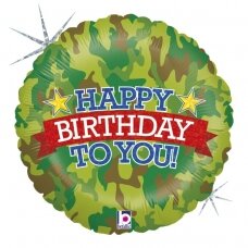 Folinis balionas ''Happy Birthday - kamufliažinis''