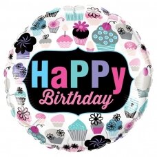 Folinis balionas ''Happy Birthday - keksiukai''