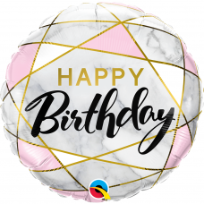 Folinis balionas ''Happy Birthday - marmuriniai stačiakampiai''