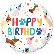Folinis balionas ''Happy Birthday su šuniukais''