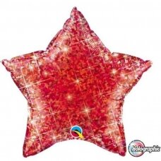 Folinis balionas holografinė žvaigždė, raudona