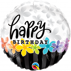 Folinis balionas ''Happy Birthday - spalvotos gėlytės''