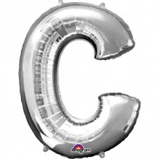Folinis balionas raidė ''C'' sidabrinės spalvos