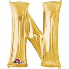 Folinis balionas raidė ''N'' auksinės spalvos
