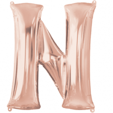 Folinis balionas raidė ''N'' rožinio aukso spalvos