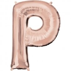 Folinis balionas raidė ''P'' rožinio aukso spalvos
