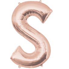 Folinis balionas raidė ''S'' rožinio aukso spalvos