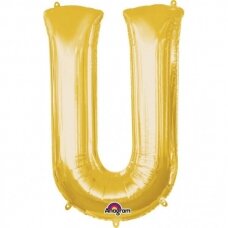 Folinis balionas raidė ''U'' auksinės spalvos