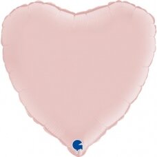 Folinis balionas širdelė, pastelinės rožinės spalvos