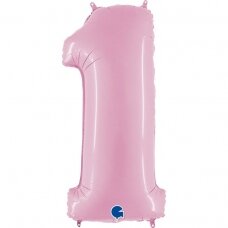 Folinis balionas skaičius ''1'' pastelinė rožinė