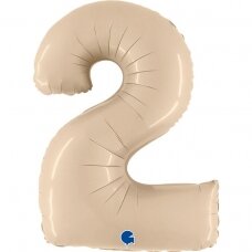 Folinis balionas skaičius ''2'' kreminės spalvos