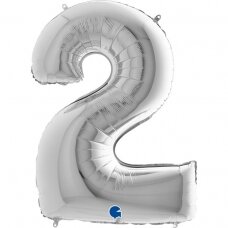 Folinis balionas skaičius ''2'' sidabro spalvos
