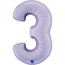 Folinis balionas skaičius ''3'' alyvinės spalvos