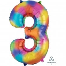 Folinis balionas skaičius ''3'' spalvotas