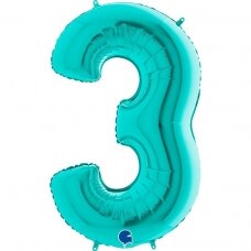 Folinis balionas skaičius ''3'' turkio spalvos