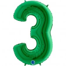 Folinis balionas skaičius ''3'' žalios spalvos