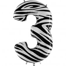 Folinis balionas skaičius ''3'' zebro rašto