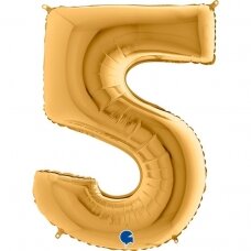 Folinis balionas skaičius ''5'' aukso spalvos