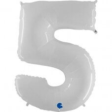 Folinis balionas skaičius ''5'' baltas