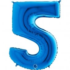 Folinis balionas skaičius ''5'' mėlynos spalvos