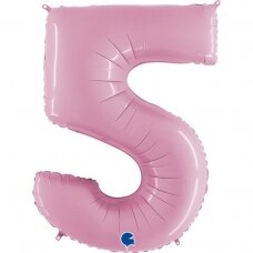Folinis balionas skaičius ''5'' pastelinė rožinė