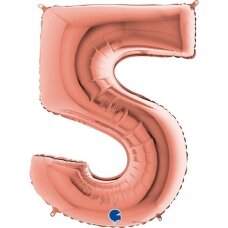 Folinis balionas skaičius ''5'' rožinio aukso spalvos