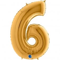 Folinis balionas skaičius ''6'' aukso spalvos