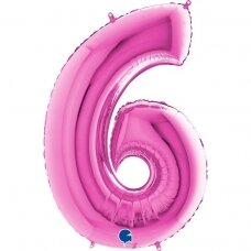 Folinis balionas skaičius ''6'' fuksijos spalvos