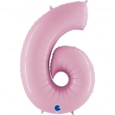 Folinis balionas skaičius ''6'' pastelinė rožinė