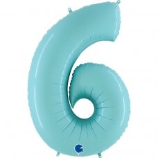 Folinis balionas skaičius ''6'' pastelinė žydra