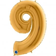 Folinis balionas skaičius ''9'' aukso spalvos