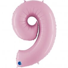 Folinis balionas skaičius ''9'' pastelinė rožinė
