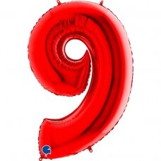 Folinis balionas skaičius ''9'' raudonos spalvos