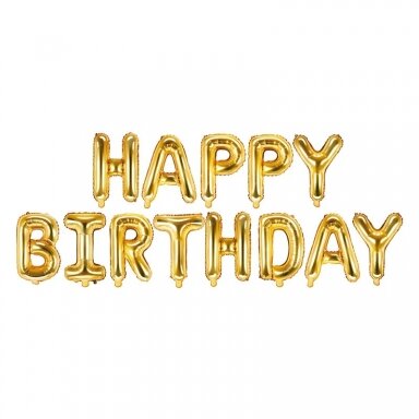 Folinės raidelės ''HAPPY BIRTHDAY'' auksinės