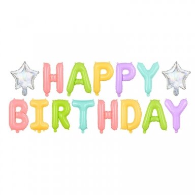 Folinės raidelės ''HAPPY BIRTHDAY'' spalvotos