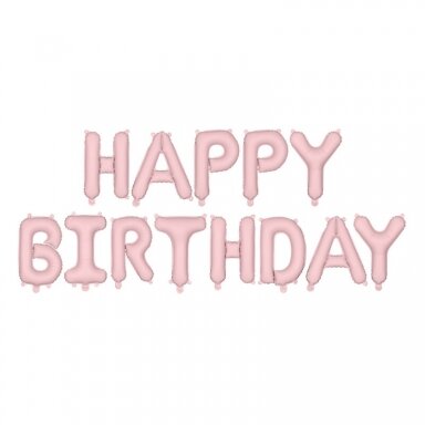 Folinės raidelės ''HAPPY BIRTHDAY'' švelniai rožinės