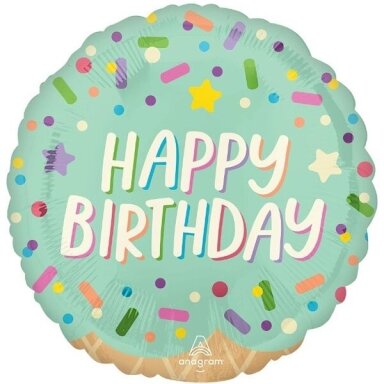 Folininis balionas su pabarstukais ''Happy birthday''