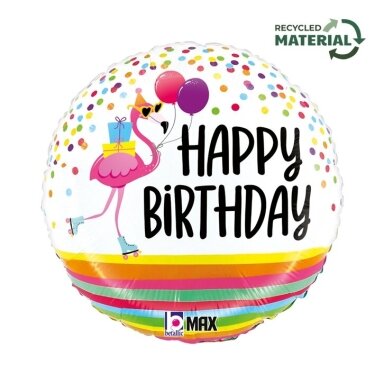 Folinis balionas ''Flamingas Happy Birthday''