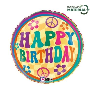 Folinis balionas ''Gėlytės Happy Birthday''