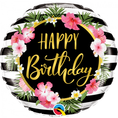 Folinis balionas ''Happy Birthday - hibiscus''
