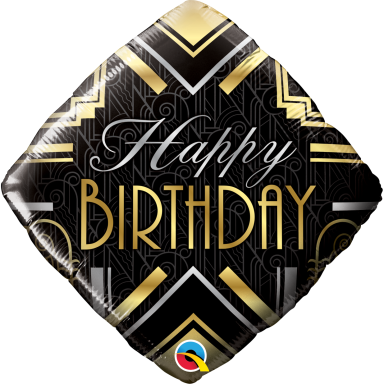 Folinis balionas ''Happy Birthday juodas rombas''