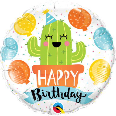 Folinis balionas ''Happy Birthday - linksmas kaktusas''