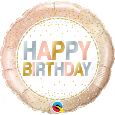 Folinis balionas ''Happy Birthday - metaliniai taškeliai''