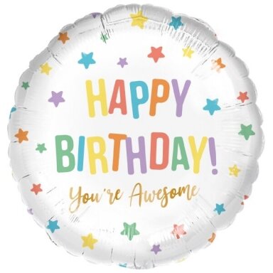 Folinis balionas ''Happy Birthday su žvaigždutėm''