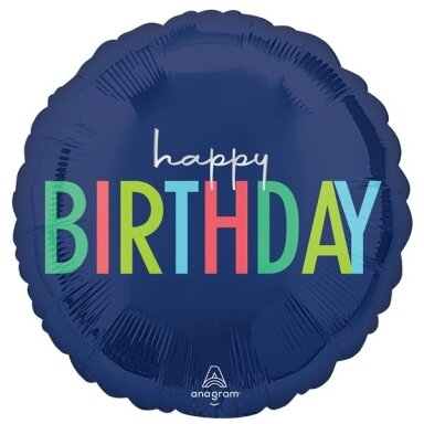 Folinis balionas mėlynas ''Happy birthday''