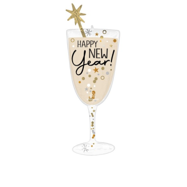 Folinis balionas ''Šampano taurė, Happy New Year!''